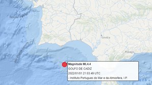 Sismo de magnitude 4.4 registado ao largo do Algarve