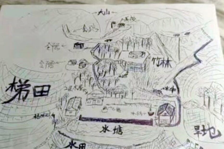 Mapa de Li Jingwei da sua aldeia natal