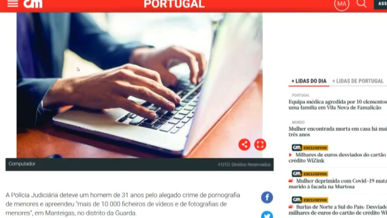 PJ deteve homem em Manteigas por suspeita de crime de pornografia de menores