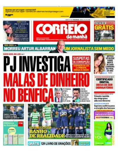 Capa de quarta-feira, 16 de fevereiro de 2022