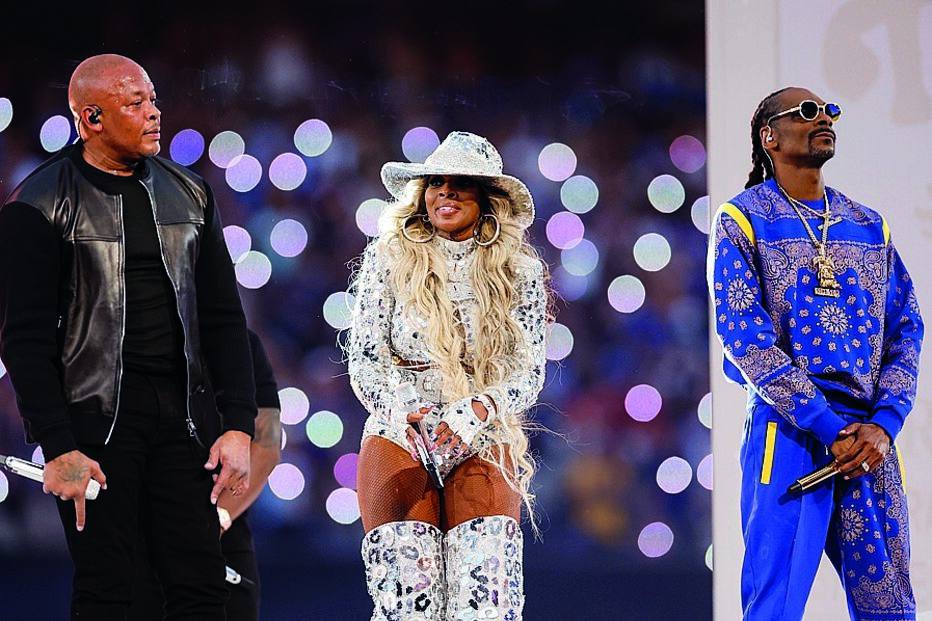 Dr. Dre, Mary J. Blige e Snoop Dogg no Super Bowl