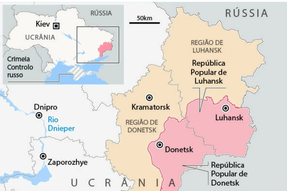 Estados separatistas Ucrânia Rússia infografia