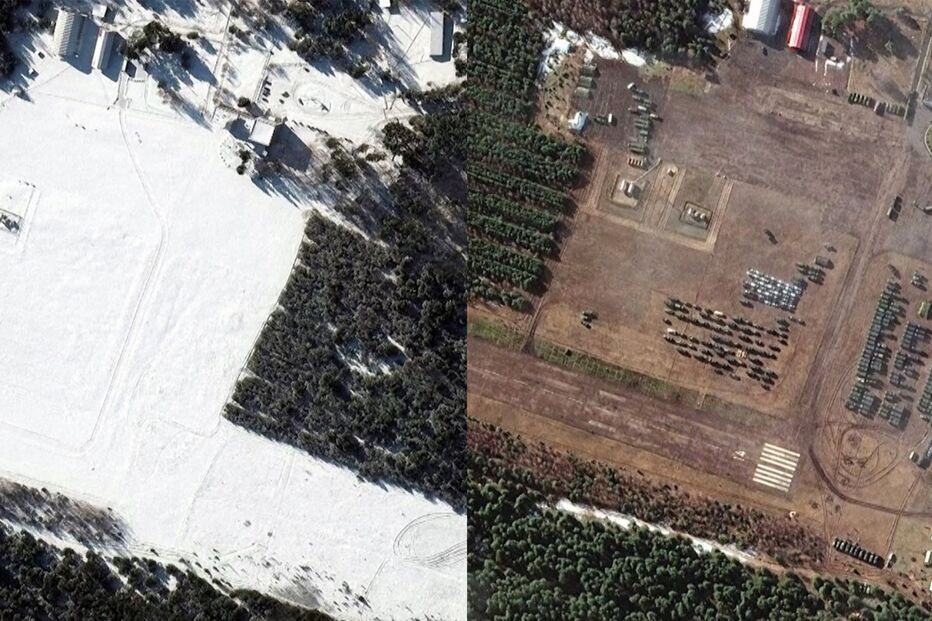 Imagens de satélite mostram movimentações perto da fronteira da Bielorrússia com a Ucrânia