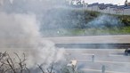 Camião incendeia-se na saída da A32 para a EN222 em Vila Nova de Gaia