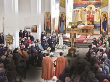 Imagem de Nossa Senhora de Fátima numa igreja em Lviv, na Ucrânia