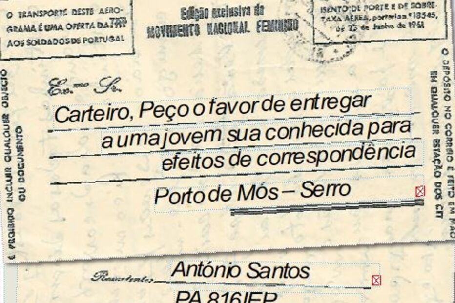 A primeira (de muitas cartas) que António Vicente escreveu a Piedade, futura mulher 