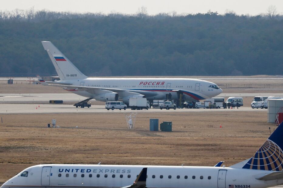 Avião da frota de Vladimir Putin em Washington