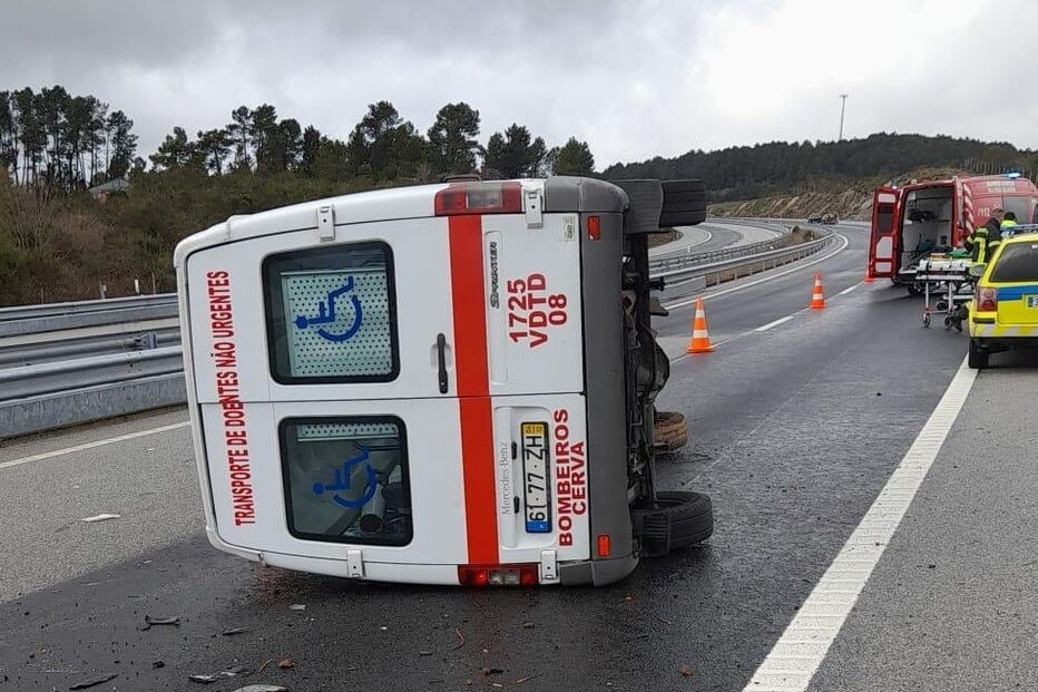 Cinco feridos em despiste de ambulância 
