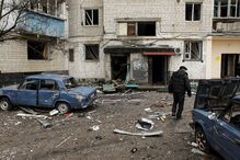 Paisagem mais comum em Borodyanka é agora de destruição: montes de entulho e negrume é o que sobra da cidade