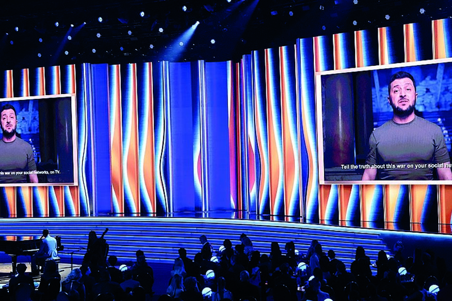 Zelensky discursa nos Grammy Awards