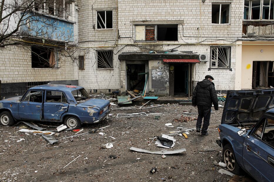 Paisagem mais comum em Borodyanka é agora de destruição: montes de entulho e negrume é o que sobra da cidade