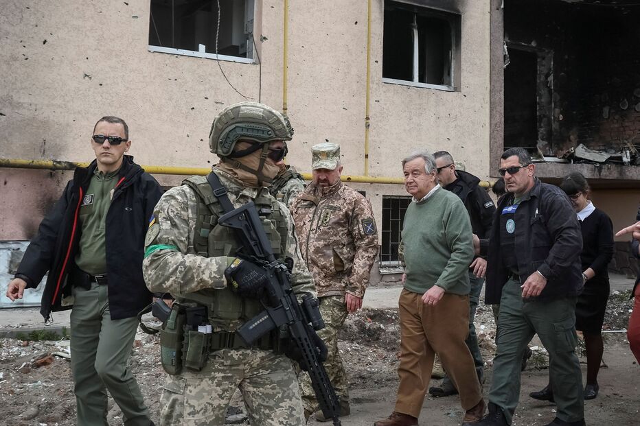 guerra, ucrânia, conflito, invasão russa, visita, António Guterres, ONU, Irpin