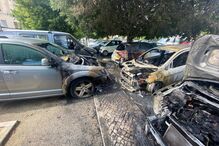carros, fogo, destruição, Sacavém