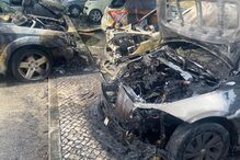 carros, fogo, destruição, Sacavém