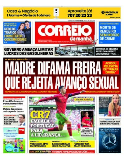 Capa de segunda-feira, 06 de junho de 2022