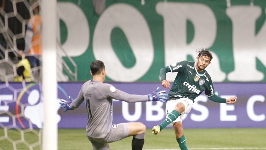 Gustavo Scarpa marcou desta forma o terceiro golo do Palmeiras na goleada (4-0) ao Botafogo