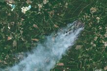 A comuna de Guillos, em Girona, França, após os incêndios deflagrarem. Imagem registada a 13 de julho