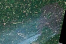 A comuna de Guillos, em Girona, França, após os incêndios deflagrarem. Imagem registada a 17 de julho