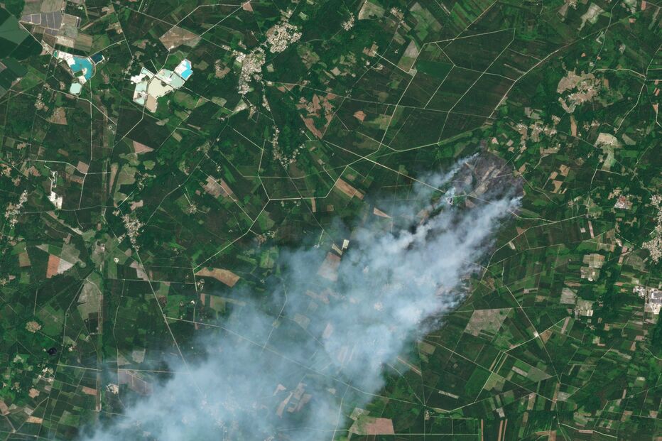 A comuna de Guillos, em Girona, França, após os incêndios deflagrarem. Imagem registada a 13 de julho