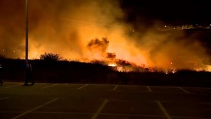 Mais de 50 bombeiros combatem incêndio que avança perto de casas na Amadora