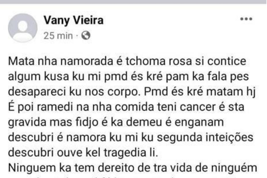 Publicação no facebook