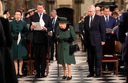 Rainha Isabel II no serviço religioso do Duque de Edimburgo, príncipe Philip