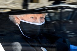 Rainha Isabel II, a caminho do funeral do Duque de Edimburgo, príncipe Philip