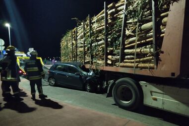 Colisão com pesado de mercadorias provoca ferido em Almeirim