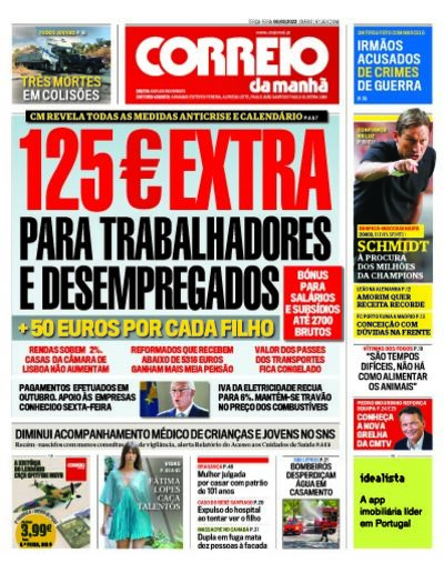 Capa de terça-feira, 06 de setembro de 2022