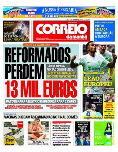 Capa de quinta-feira, 08 de setembro de 2022
