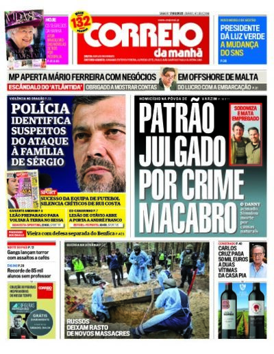 Capa de sábado, 17 de setembro de 2022