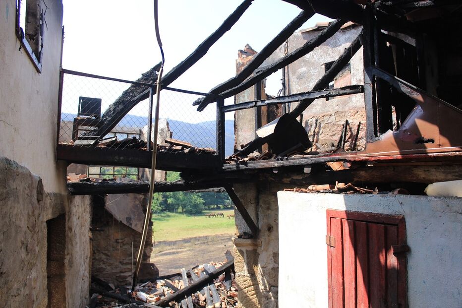 Incêndio, casa, chamas, destruição 