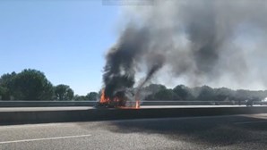 Carro totalmente consumido pelas chamas arde na A1 