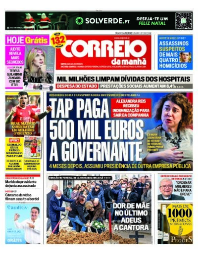 Capa de sábado, 24 de dezembro de 2022