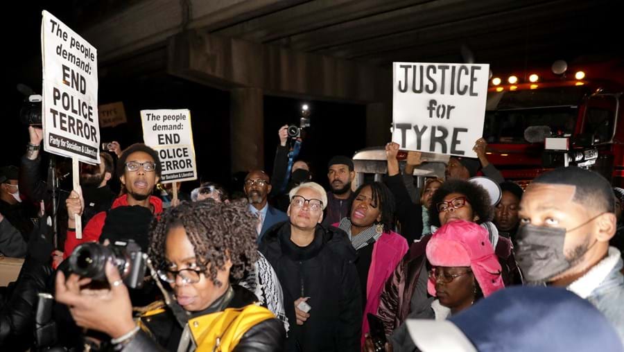 Protestos em Memphis depois da morte de Tyre Nichols