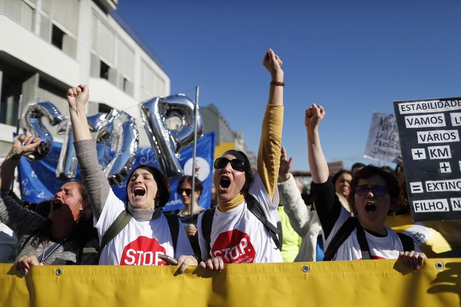 manifestação, professores, 