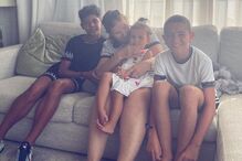 Com os netos, Cristianinho, Valentina e Dinis 