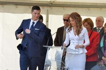 A apresentadora com Cristiano Ronaldo na inauguração da estátua na Madeira