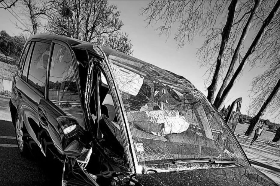 Carro de Miguel Azevedo após acidente