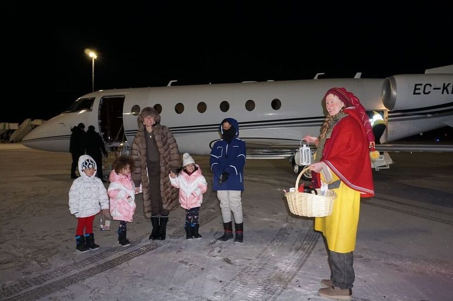Com os filhos, na Lapónia