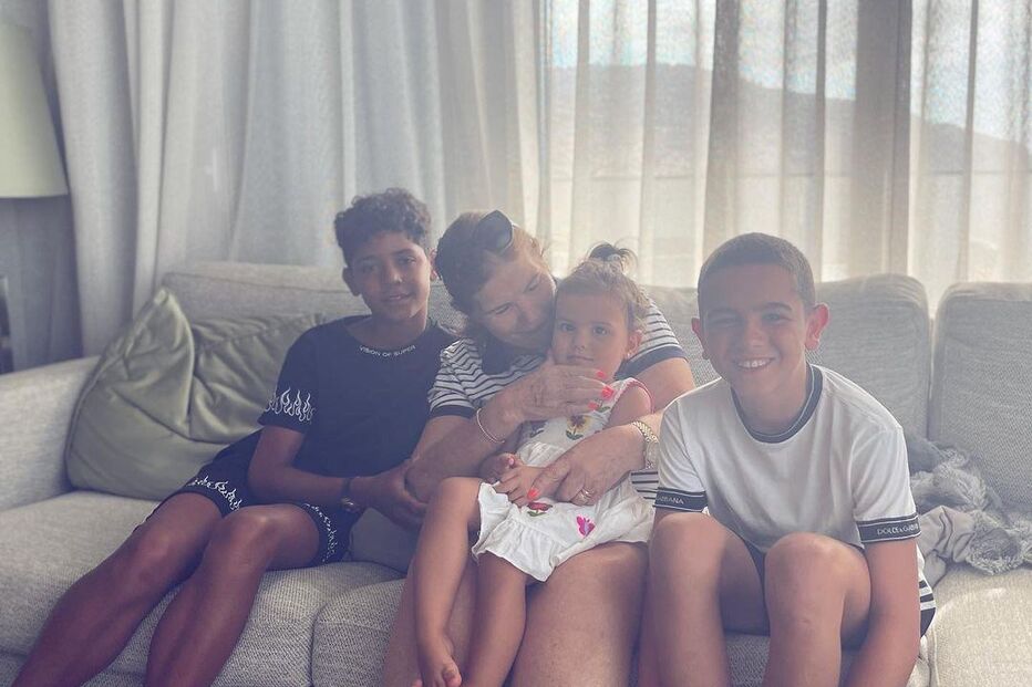 Com os netos, Cristianinho, Valentina e Dinis 