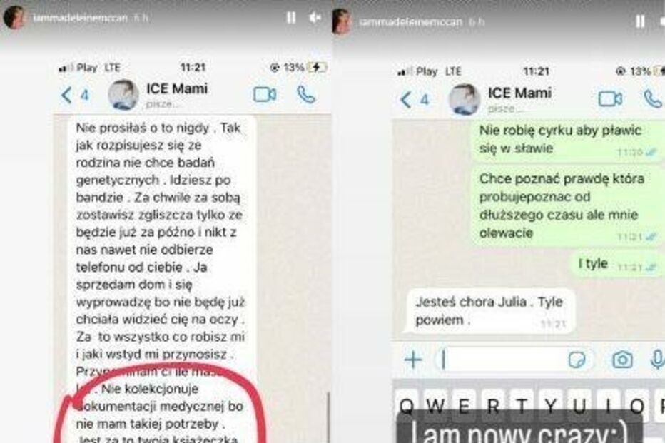 Conversa de Julia com a mãe