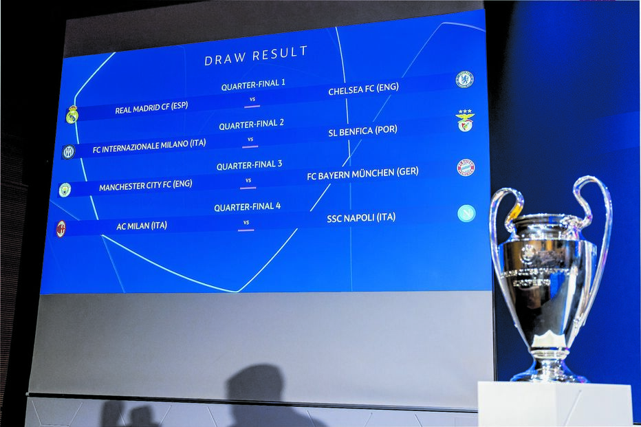 Este é o quadro de jogos dos quartos de final da Liga dos Campeões