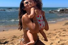 Maria Cerqueira Gomes com o filho e a sobrinha