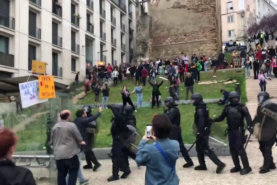 manifestação, habitação, Lisboa, confrontos, PSP