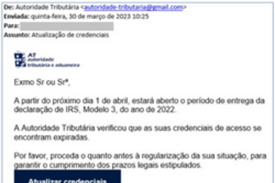 Mensagem fraudulenta 