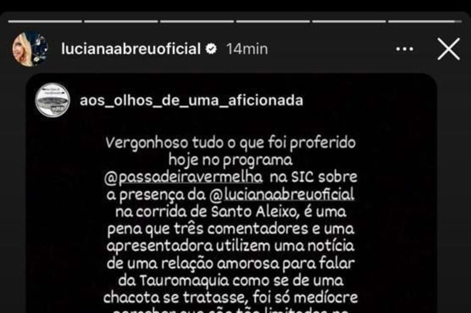 Texto partilhado por Luciana Abreu