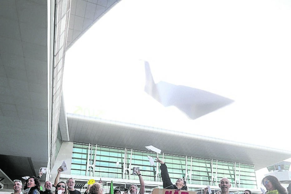 Protesto dos professores nos aeroportos