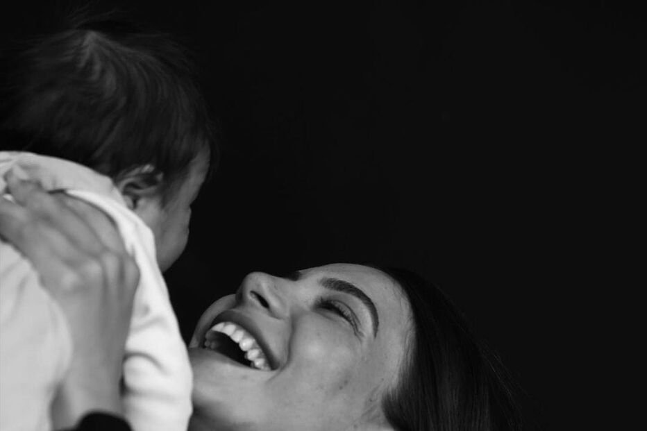 Carolina Carvalho com o filho Lucas