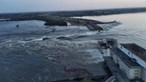 Imagens mostram momento da explosão da barragem da central hidroelétrica de Kakhovka